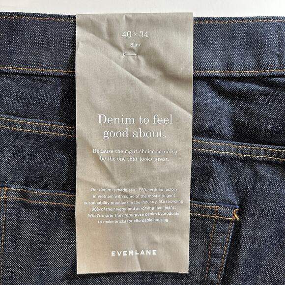 NWT Everlane Men's Slim Jeans Denim Dark Wash 40x34 Minimalist Classic Casual - Picture 7 of 11